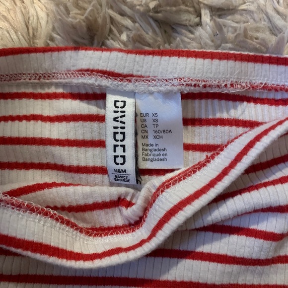 Red stripped off the Shoulder crop top. size xs - Picture 3 of 3